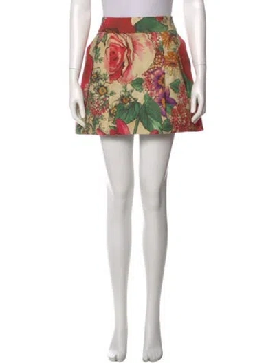 Pre-owned Red Valentino Floral Print Mini Skirt In Pink