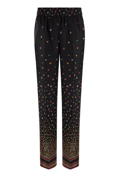 RED VALENTINO RED VALENTINO FLORAL PRINT SILK TROUSERS