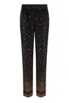 RED VALENTINO FLORAL PRINT SILK TROUSERS FOR WOMEN