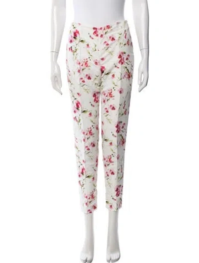 Pre-owned Red Valentino Floral Print Straight Leg Pants In Neutral