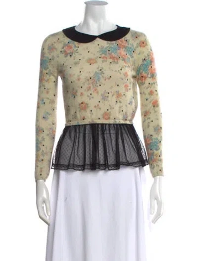 Pre-owned Red Valentino Floral Print Sweater In Neutrals