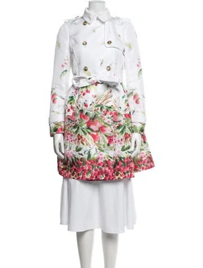 Pre-owned Red Valentino Floral Print Trench Coat In Multicolor