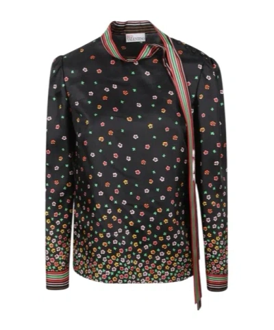 RED VALENTINO RED VALENTINO FLORAL PRINTED LONG-SLEEVED TOP