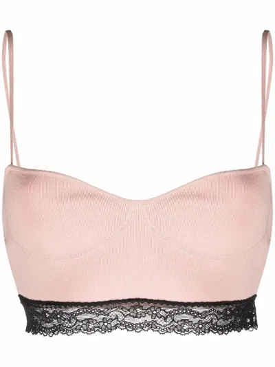 Red Valentino Floral-lace Bandeau Top And Shorts Set In Pink