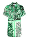 Red Valentino Floral Collared Short Sleeve Shirt In Green
