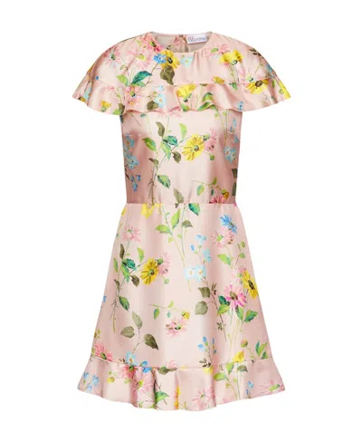 Red Valentino Flower Printed Dress In Nude