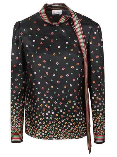 RED VALENTINO FLOWERS & STRIPES SHIRT