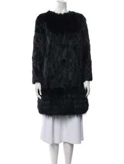 Pre-owned Red Valentino Fur Fur Coat In Black