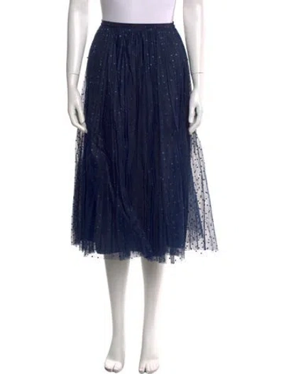 Pre-owned Red Valentino Glitter Accents Midi Length Skirt W/ Tags In Blue