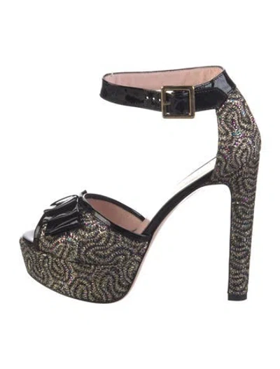 Pre-owned Red Valentino Glitter Patterned D'orsay Pumps In Silver