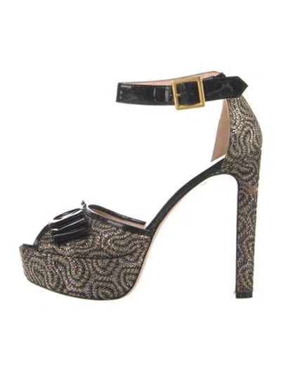 Pre-owned Red Valentino Glitter Patterned Pumps In Silver