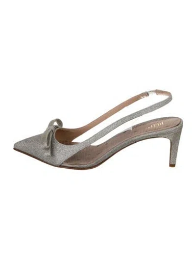 Pre-owned Red Valentino Glitter Slingback Pumps In Silver