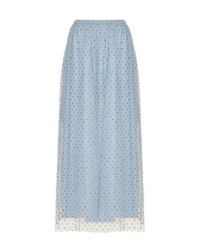 Red Valentino Glitter-embellished Tulle Skirt In Blue