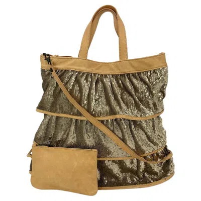 Pre-owned Red Valentino Gold Sequin Ruffle Tote