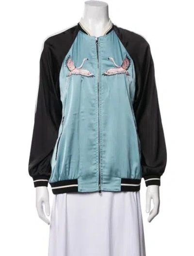 Pre-owned Red Valentino Graphic Print Bomber Jacket In Blue
