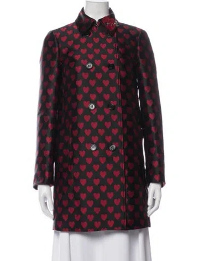 Pre-owned Red Valentino Graphic Print Coat In Black