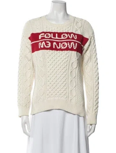Pre-owned Red Valentino Graphic Print Crew Neck Sweater In Neutrals