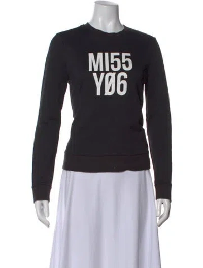 Pre-owned Red Valentino Graphic Print Crew Neck Sweatshirt In Black