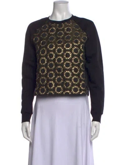 Pre-owned Red Valentino Graphic Print Crew Neck Sweatshirt In Black
