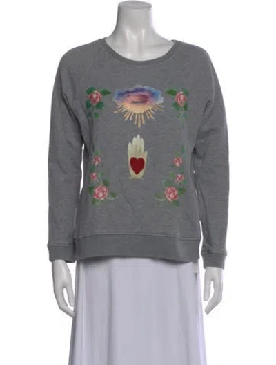 Pre-owned Red Valentino Graphic Print Crew Neck Sweatshirt In Gray