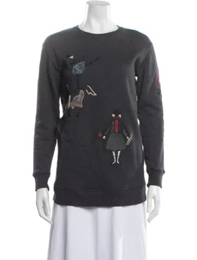 Pre-owned Red Valentino Graphic Print Crew Neck Sweatshirt In Gray