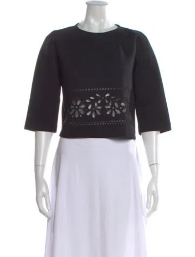 Pre-owned Red Valentino Graphic Print Crew Neck Top In Black