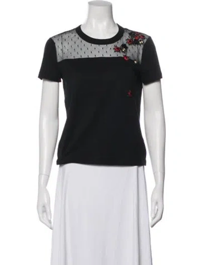 Pre-owned Red Valentino Graphic Print Crew Neck T-shirt In Black