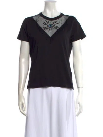 Pre-owned Red Valentino Graphic Print Crew Neck T-shirt In Black