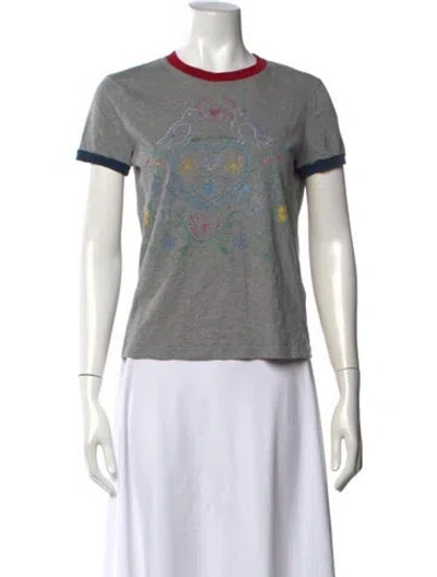 Pre-owned Red Valentino Graphic Print Crew Neck T-shirt In Grey
