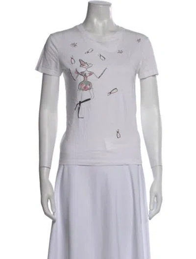 Pre-owned Red Valentino Graphic Print Crew Neck T-shirt In White