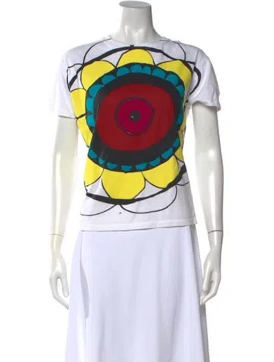 Pre-owned Red Valentino Graphic Print Crew Neck T-shirt In White