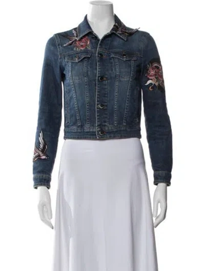 Pre-owned Red Valentino Graphic Print Denim Jacket In Blue