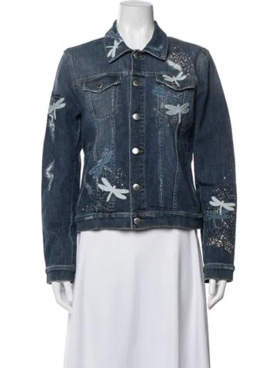Pre-owned Red Valentino Graphic Print Denim Jacket In Blue
