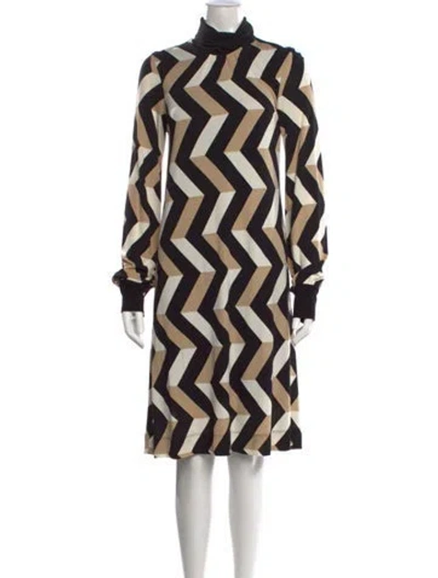 Pre-owned Red Valentino Graphic Print Knee-length Dress In Black