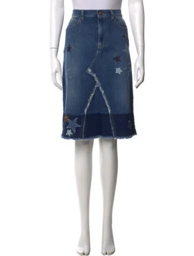 Pre-owned Red Valentino Graphic Print Midi Length Skirt In Blue