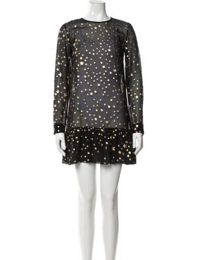 Pre-owned Red Valentino Graphic Print Mini Dress In Black