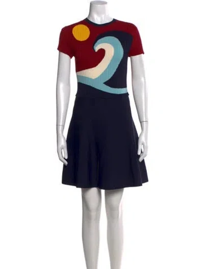 Pre-owned Red Valentino Graphic Print Mini Dress In Blue