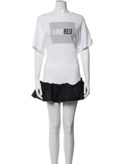 Pre-owned Red Valentino Graphic Print Mini Dress In Neutrals/white