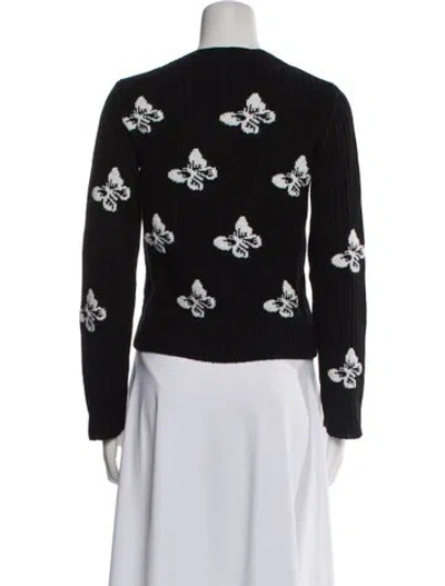 Pre-owned Red Valentino Graphic Print Scoop Neck Sweater In Black