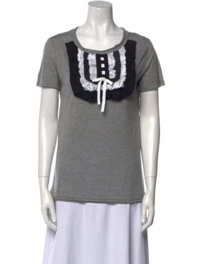 Pre-owned Red Valentino Graphic Print Scoop Neck T-shirt In Gray