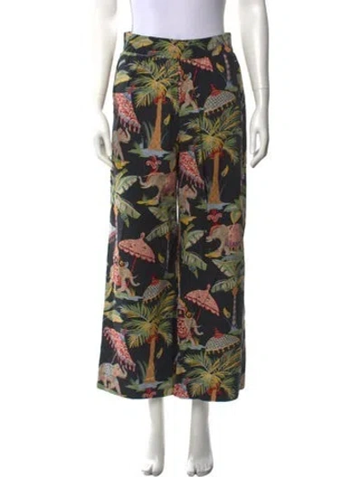 Pre-owned Red Valentino Graphic Print Wide Leg Pants In Black