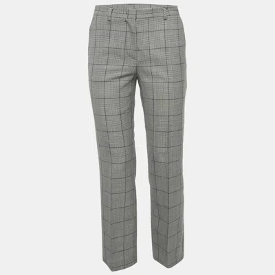 Pre-owned Red Valentino Grey Houndstooth Pattern Wool Pants S In Gray