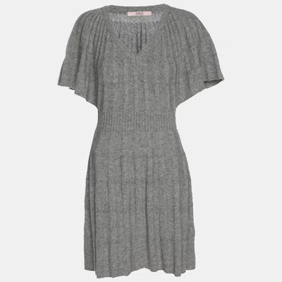 Pre-owned Red Valentino Grey Wool Knit Midi Dress M In Gray