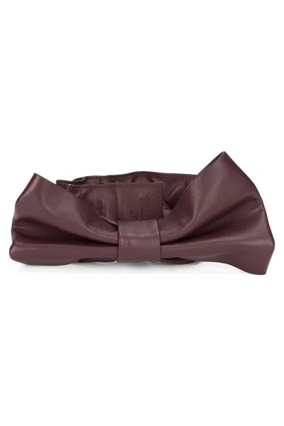 Red Valentino Hair Accessory In Burgundy Leather With An Elegant Bow. In Pattern