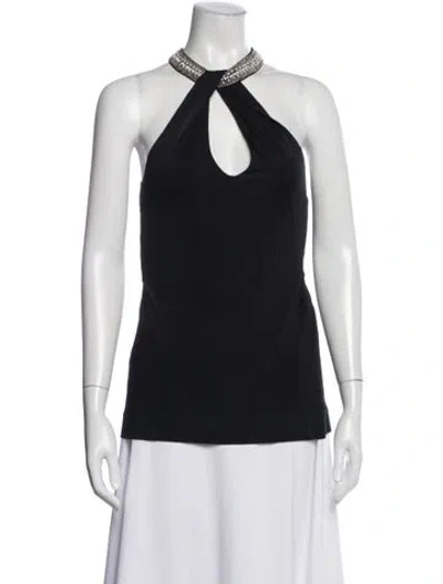 Pre-owned Red Valentino Halterneck Sleeveless Top In Blue