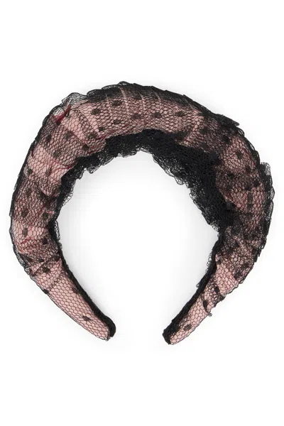Red Valentino Headband For Hair In Pink With Contrasting Black Net, Elegant And Versatile.