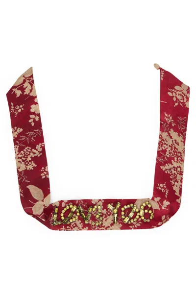 Red Valentino Headband In Bordeaux Color With Floral Pattern, Lightweight And Elegant. In Multi