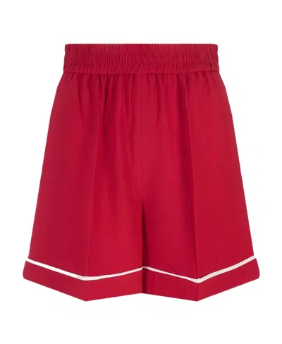 Red Valentino High-rise Contrast-trimmed Shorts In Red