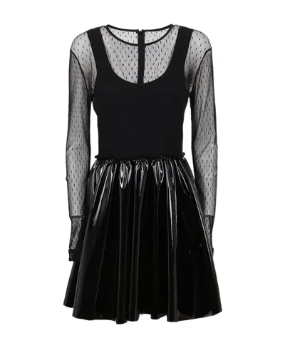 Red Valentino High-shine Panel Detail Dress In Black