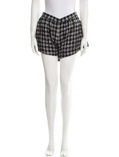 Pre-owned Red Valentino Houndstooth Print Mini Shorts In Black